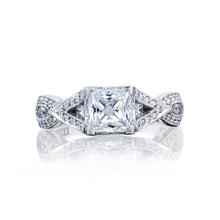 Load image into Gallery viewer, Tacori 18 k White Gold Ribbon Princess Diamond Engagement Ring (0.46 CTW)
