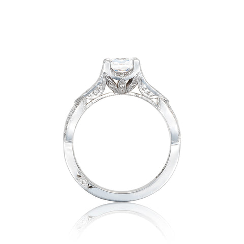 Tacori 18 k White Gold Ribbon Princess Diamond Engagement Ring Setting (0.46 CTW)