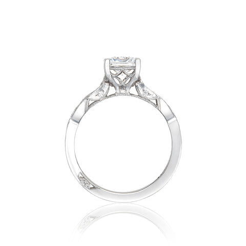 Tacori 18k White Gold Ribbon Princess Diamond Engagement Ring Setting (0.3 CTW)