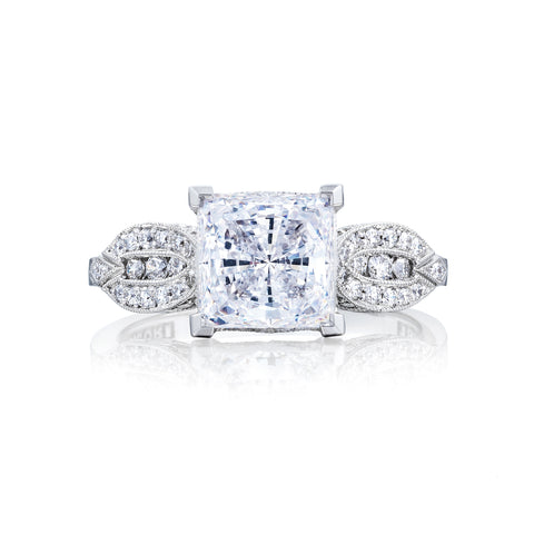 Tacori 18k White Gold Ribbon Princess Diamond Engagement Ring (0.3 CTW)