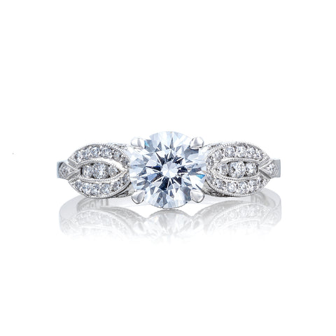 Tacori 18k White Gold Ribbon Round Diamond Engagement Ring Setting  (0.3 CTW)