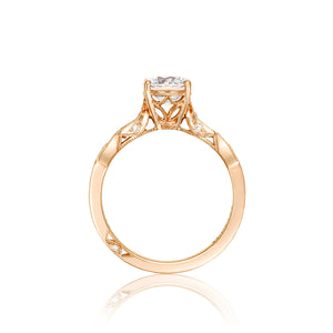 Tacori 18k Rose Gold Ribbon Round Diamond Engagement Ring (0.3 CTW)