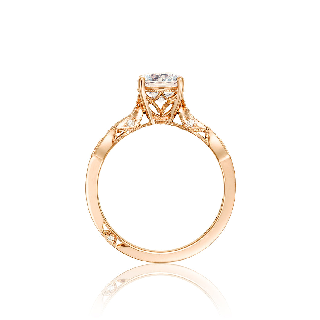 Tacori 18k Rose Gold Ribbon Round Diamond Engagement Ring (0.3 CTW)