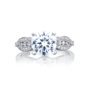 Tacori 18k White Gold Ribbon Round Diamond Engagement Ring Setting (0.3 CTW)