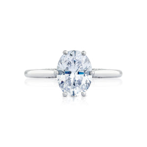 Tacori 18k White Gold Simply Tacori Oval Diamond Engagement Ring (0.07 CTW)
