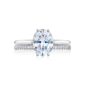 Tacori 18k White Gold Simply Tacori Oval Diamond Engagement Ring (0.07 CTW)