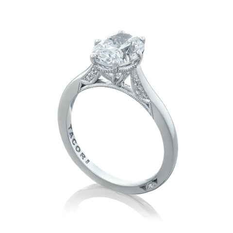 Tacori 18k White Gold Simply Tacori Oval Diamond Engagement Ring Setting (0.07 CTW)