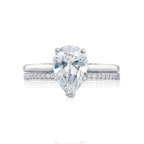 Tacori 18k White Gold Simply Tacori Pear Diamond Engagement Ring Setting (0.07 CTW)