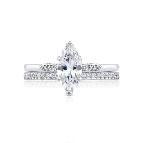 Tacori 18k White Gold Simply Tacori Marquise Diamond Engagement Ring Setting (0.11 CTW)