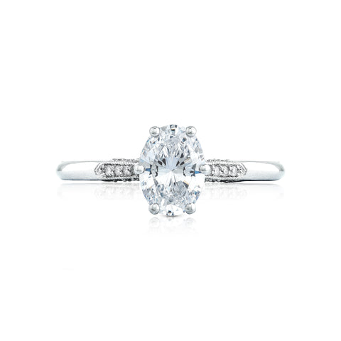 Tacori 18k White Gold Simply Tacori Oval Diamond Engagement Ring Setting (0.11 CTW)