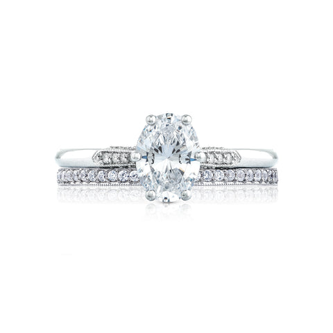 Tacori 18k White Gold Simply Tacori Oval Diamond Engagement Ring Setting (0.11 CTW)