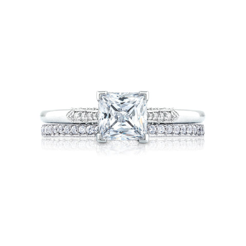 Tacori 18k White Gold Simply Tacori Princess Diamond Engagement Ring Setting (0.11 CTW)