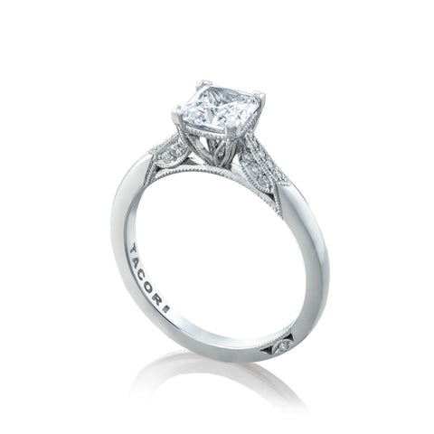 Tacori 18k White Gold Simply Tacori Princess Diamond Engagement Ring Setting (0.11 CTW)