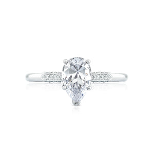 Tacori 18k White Gold Simply Tacori Pear Diamond Engagement Ring (0.11 CTW)