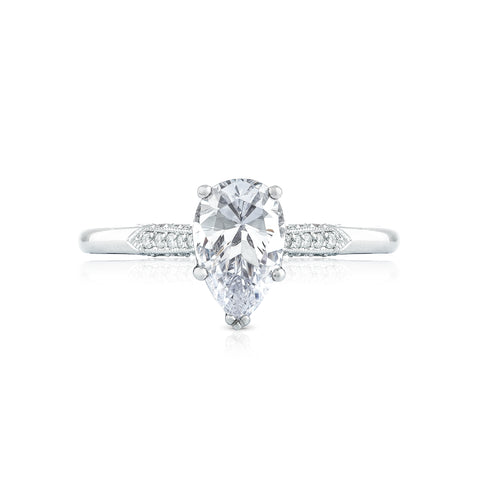 Tacori 18k White Gold Simply Tacori Pear Diamond Engagement Ring Setting (0.11 CTW)