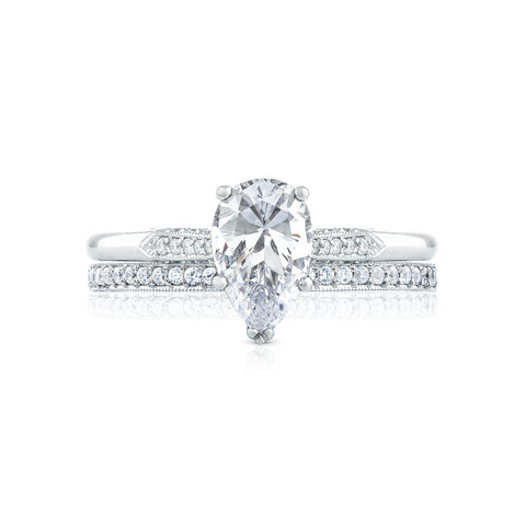 Tacori 18k White Gold Simply Tacori Pear Diamond Engagement Ring Setting (0.11 CTW)