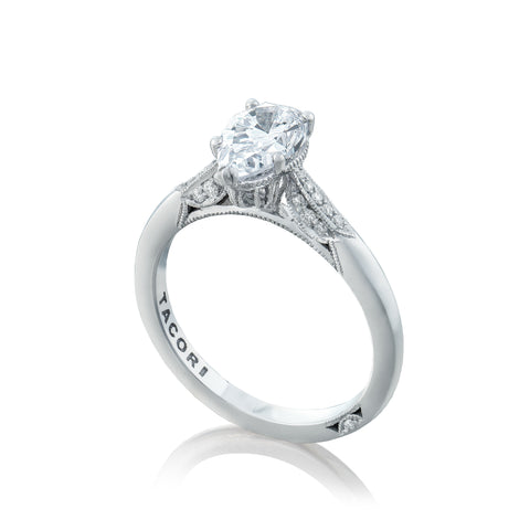 Tacori 18k White Gold Simply Tacori Pear Diamond Engagement Ring Setting (0.11 CTW)