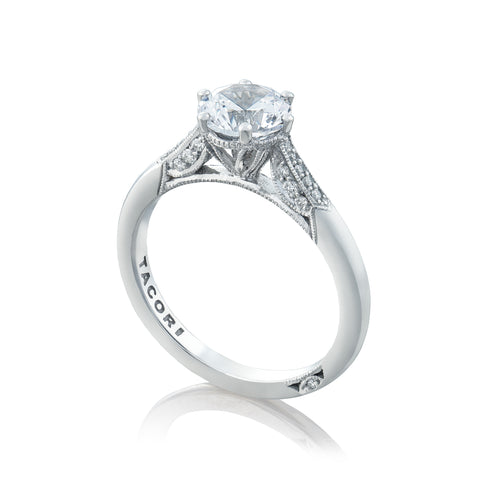 Tacori 18k White Gold Simply Tacori Round Diamond Engagement Ring Setting (0.11 CTW)