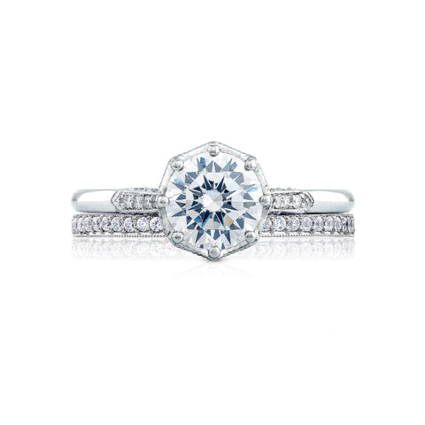 Tacori 18k White Gold Simply Tacori Round Diamond Engagement Ring Setting (0.11 CTW)