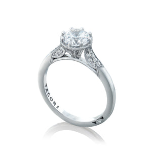 Tacori 18k White Gold Simply Tacori Round Diamond Engagement Ring Setting (0.11 CTW)