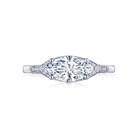 Tacori 18k White Gold Simply Tacori Marquise Diamond Engagement Ring Setting (0.14 CTW)