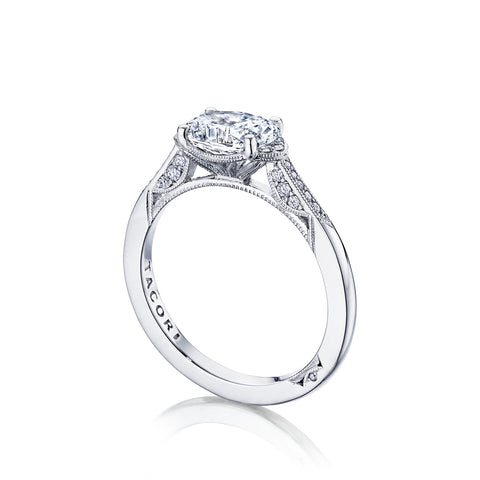 Tacori 18k White Gold Simply Tacori Oval Diamond Engagement Ring Setting (0.15 CTW)