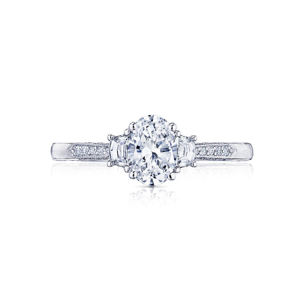 Tacori 18k White Gold Simply Tacori Oval Diamond Engagement Ring Setting (0.34 CTW)