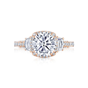 Tacori 18k Rose Gold Dantela Round Diamond Engagement Ring Setting (0.68 CTW)