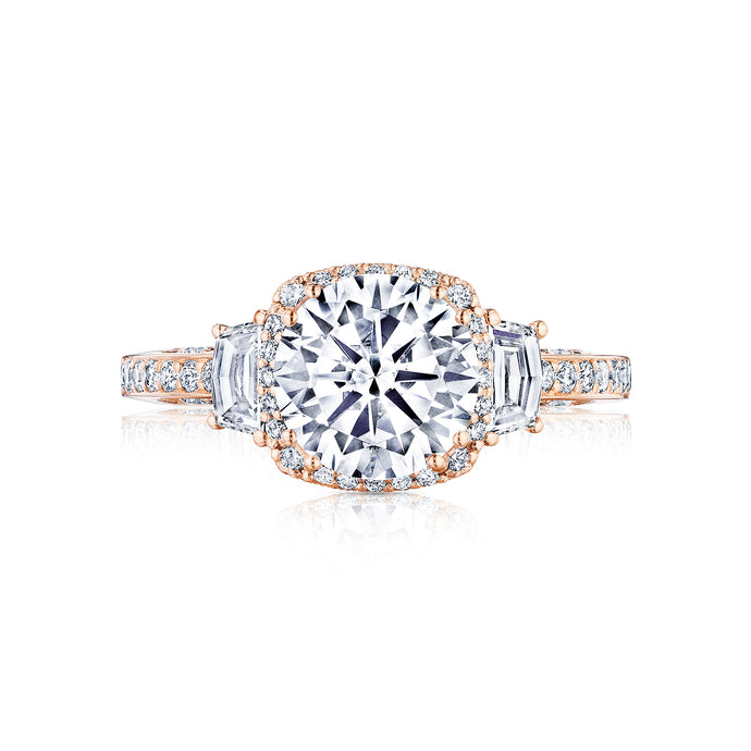 Tacori 18k Rose Gold Dantela Round Diamond Engagement Ring (0.68 CTW)