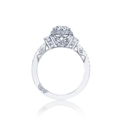 Tacori 18k White Gold Dantela Oval Diamond Engagement Ring Setting (0.68 CTW)