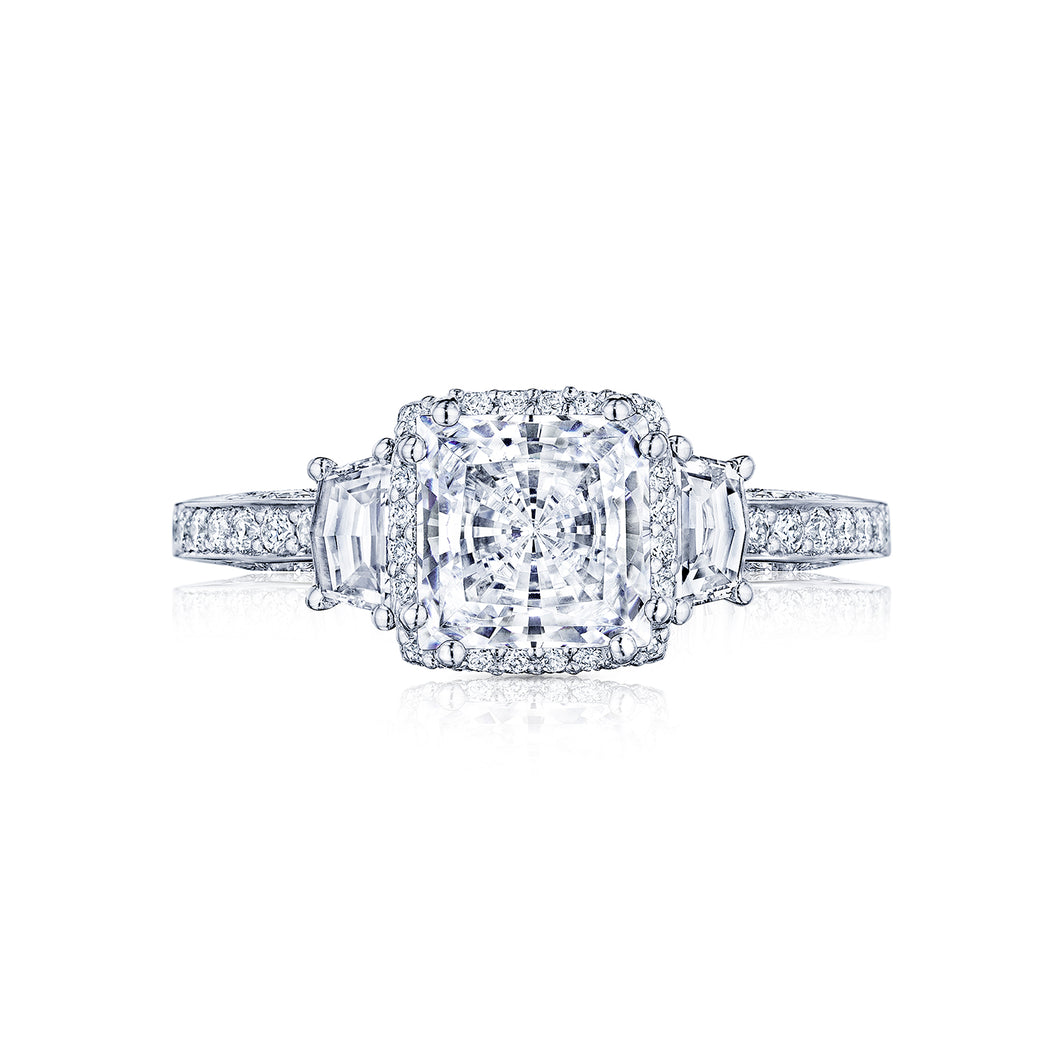 Tacori 18k White Gold Dantela Princess Diamond Engagement Ring (0.69 CTW)