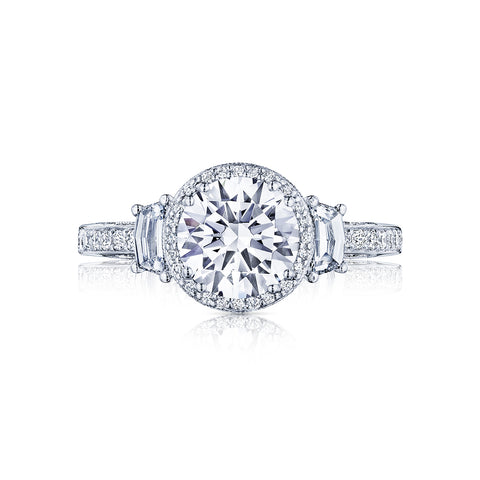 Tacori 18k White Gold  Dantela Round Diamond Engagement Ring Setting (0.69 CTW)