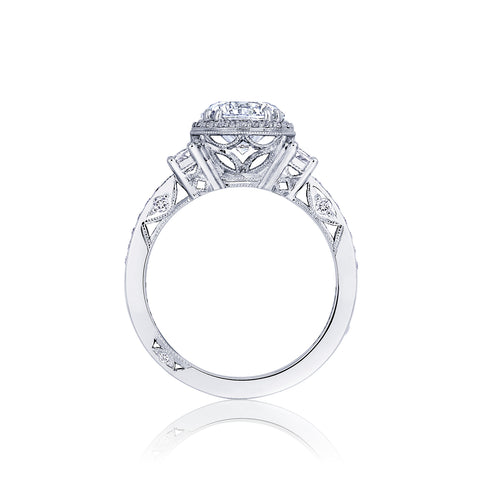 Tacori 18k White Gold  Dantela Round Diamond Engagement Ring Setting (0.69 CTW)