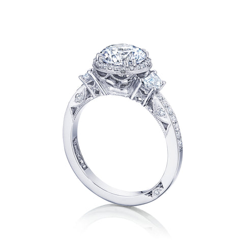 Tacori 18k White Gold  Dantela Round Diamond Engagement Ring Setting (0.69 CTW)