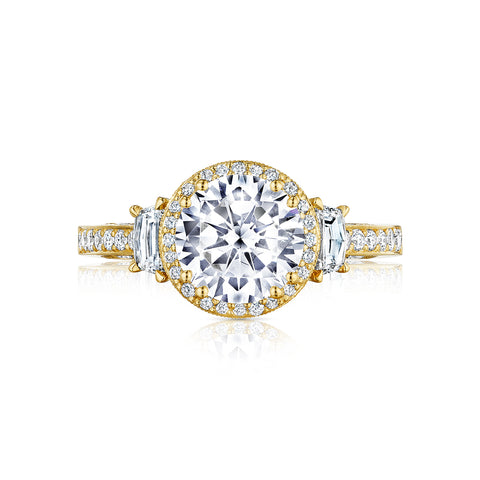 Tacori 18k Yellow Gold Dantela Round Diamond Engagement Ring (0.69 CTW)