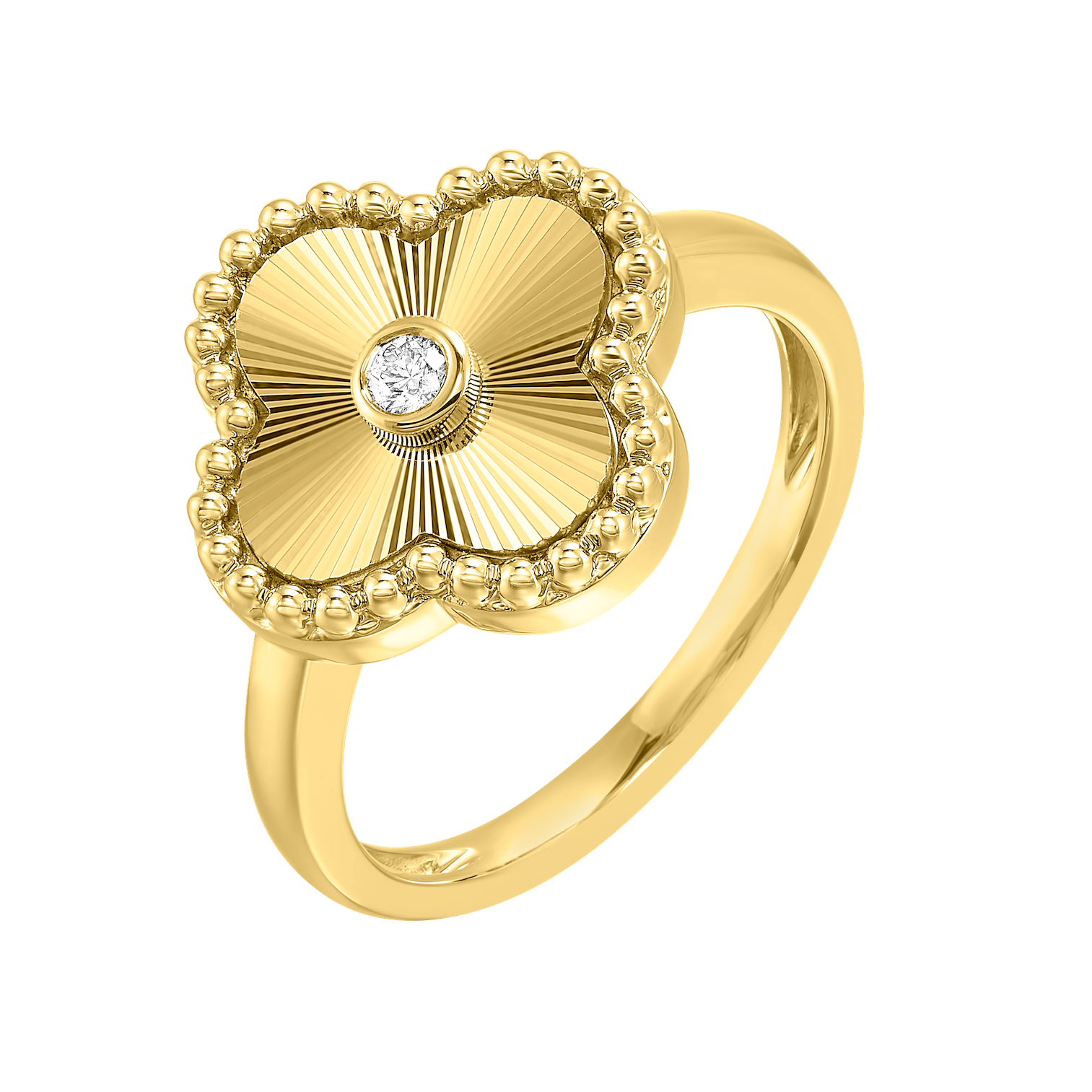 Diamond Clover Ring In 10K Yellow Gold 0.06 CTW