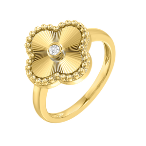 Diamond Clover Ring In 10K Yellow Gold (0.06 CTW)