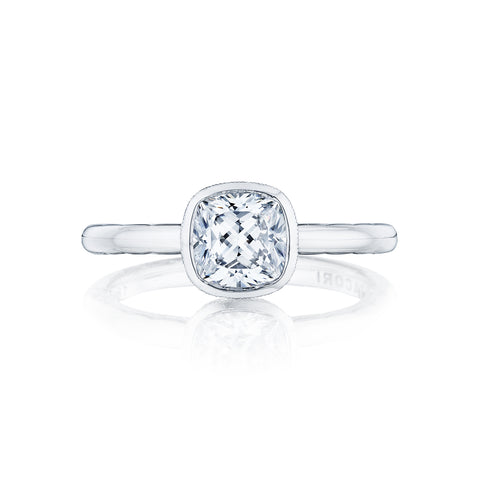 Tacori 18k White Gold Starlit Cushion Diamond Engagement Ring Setting  (0.01 CTW)