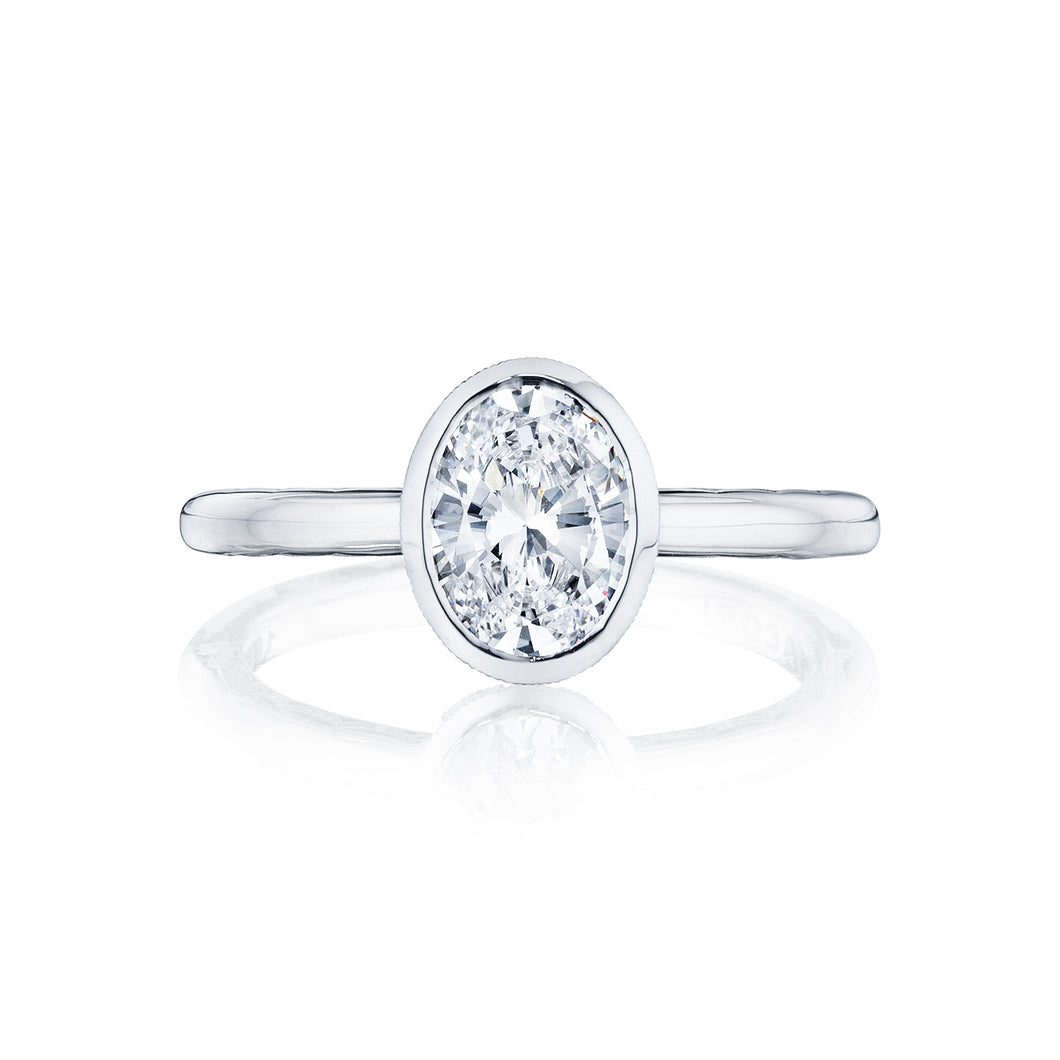 Tacori 18k White Gold Starlit Oval Diamond Engagement Ring (0.01 CTW)