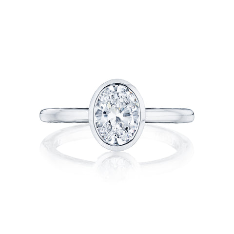 Tacori 18k White Gold Starlit Oval Diamond Engagement Ring Setting  (0.01 CTW)