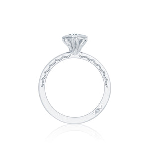 Tacori 18k White Gold Starlit Oval Diamond Engagement Ring (0.01 CTW)