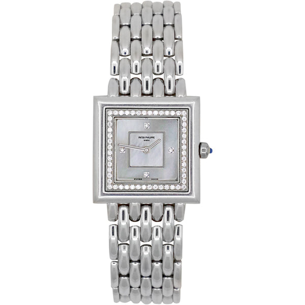 Pre-Owned Ladies Patek Philippe White Gold Mother Of Peal Diamond Dial Watch