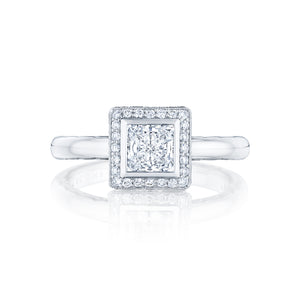 Tacori 18k White Gold Starlit Princess Diamond Engagement Ring (0.15 CTW)