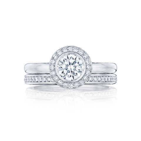 Tacori 18k White Gold Starlit Round Diamond Engagement Ring Setting   (0.16 CTW)