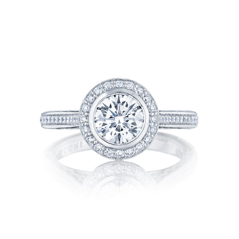 Tacori 18k White Gold Starlit Round Diamond Engagement Ring Setting  (0.3 CTW)