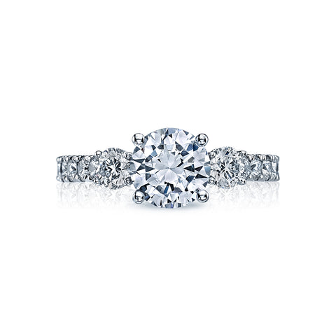 Tacori 18k White Gold Clean Crescent Round Diamond Engagement Ring Setting (1.01 CTW)