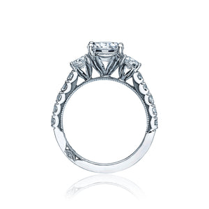 Tacori 18k White Gold Clean Crescent Round Diamond Engagement Ring (1.01 CTW)
