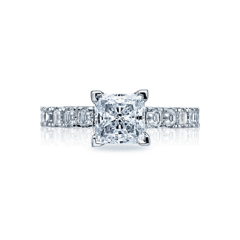 Tacori 18k White Gold Clean Crescent Princess Diamond Engagement Ring Setting (0.89 CTW)