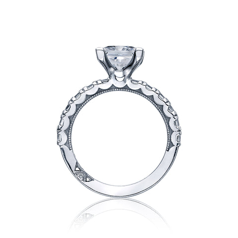 Tacori 18k White Gold Clean Crescent Princess Diamond Engagement Ring Setting (1.43 CTW)