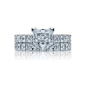 Tacori 18k White Gold Clean Crescent Princess Diamond Engagement Ring (1.43 CTW)